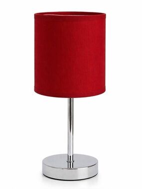 Red Mini Table Lamp Chrome Base Nightstand Desk Lamp